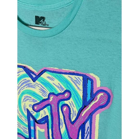 MTV PASTEL BRIGHT 90S Y2K COBIN FOO FIGHTERS RAP HIP HOP GRAPHIC TEE SIZE LARGE - Picture 3 of 3